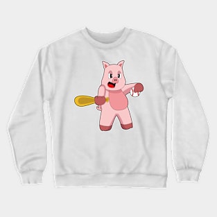 Pig Baseball Baseball bat Crewneck Sweatshirt